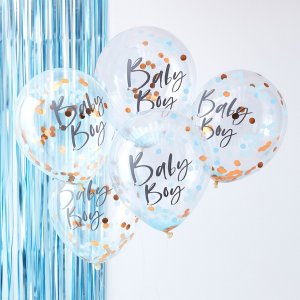 Konfettiballonger - Babygutt - Twinkle Twinkle - 5-pakning