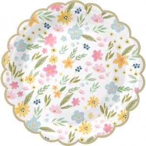 Papptallerkener - Ville blomster - 18 cm diameter - 6-pakning