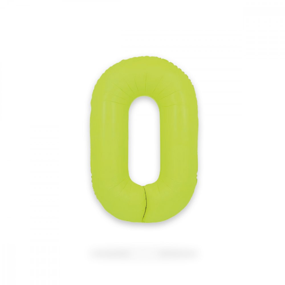 Ballongnummer – Neongrønn – 86 cm – Nummer: 0 – Tallballonger, Ballonger