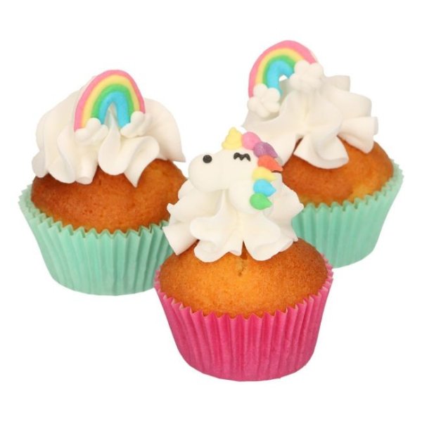Sukkerdekorasjoner - Enhjørninger og Regnbuer - FunCakes - 12 stk Sukkerdekorasjoner - Enhjørninger og Regnbuer - FunCakes - 12 stk
