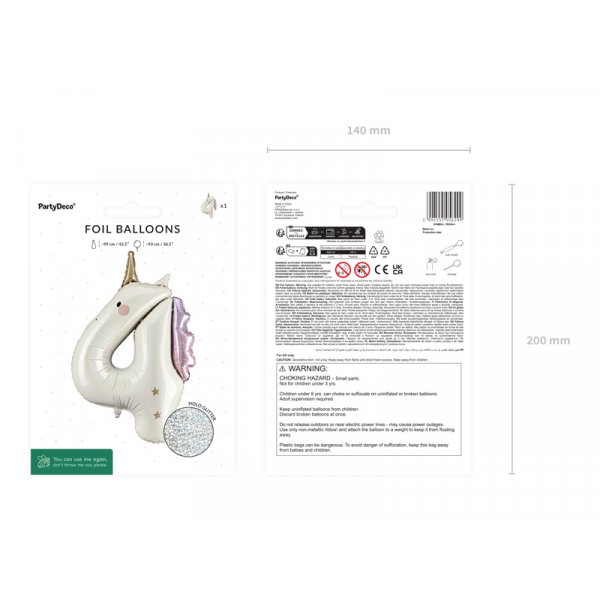Folieballong nummer 4 enhjørning - Mix Folieballong nummer 4 enhjørning - Mix
