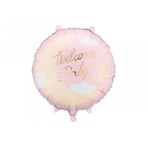 Folieballong �Velkommen baby� - Lys rosa