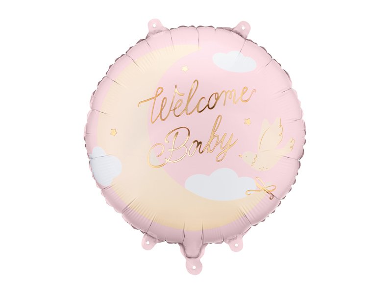 Folieballong «Velkommen baby» – Lys rosa – Babyshowerballonger, Baby Shower