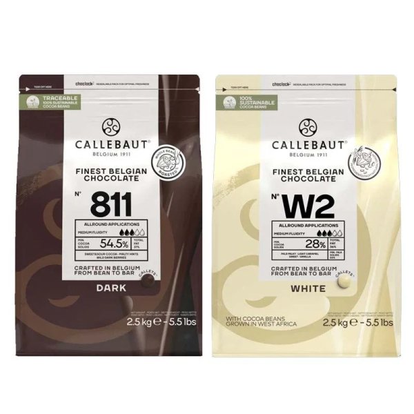 Sjokolade - Callebaut - Hvit og mørk - 5 kg Sjokolade - Callebaut - Hvit og mørk - 5 kg