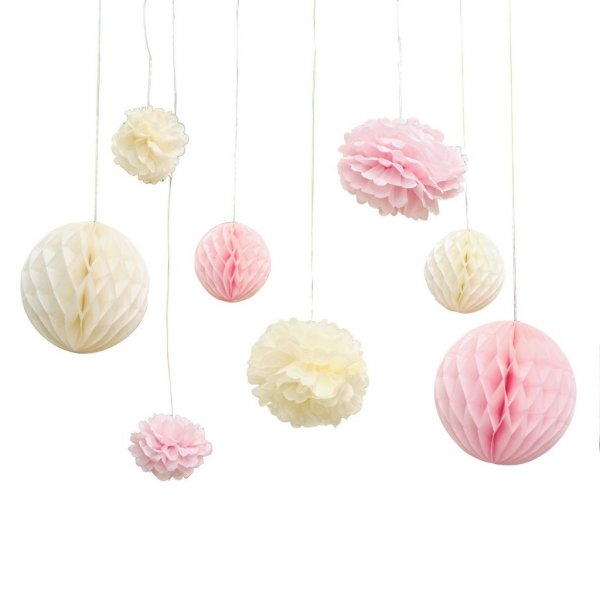 Pomponer og honningkaker - 8-pakning - Rosa/Elfenben Pomponer og honningkaker - 8-pakning - Rosa/Elfenben