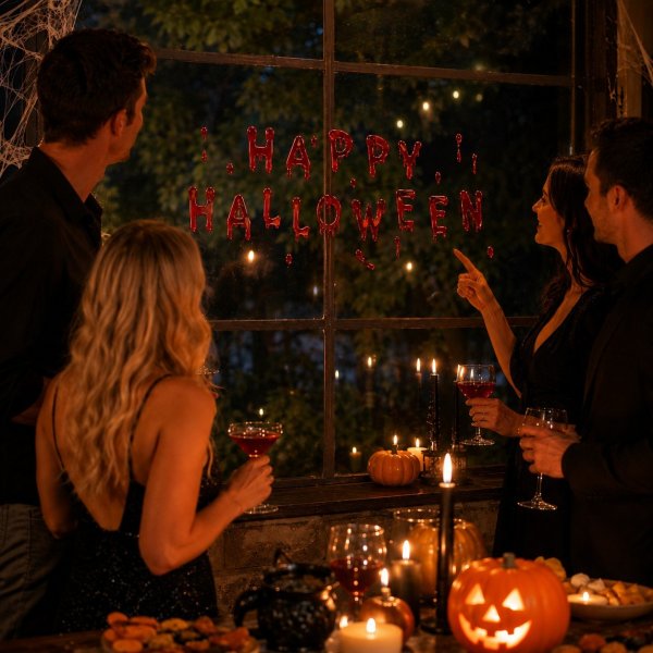 Blodrøde gelébokstavflaggermus til vindusdekorasjon God Halloween Blodrøde gelébokstavflaggermus til vindusdekorasjon God Halloween