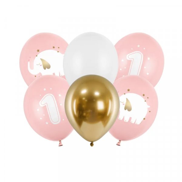 Ballongbukett - 1st Birthday - Elefant/Rosa
