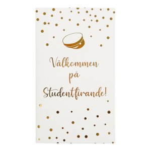 Invitasjonskort - Student - Hvit/Gull - 6-pakning