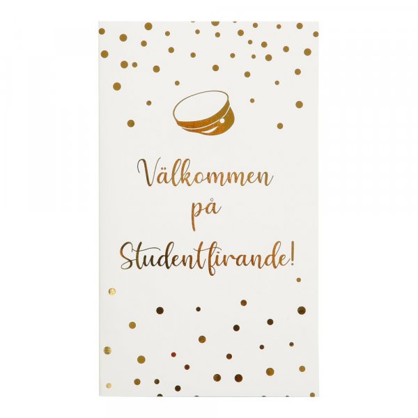 Inbjudningskort - Student - Vit/Guld