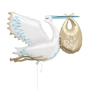 Kjempestor folieballong - Stork - Det er en gutt Kjempestor folieballong - Stork - Det er en gutt
