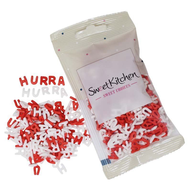 Strøssel - Hurra - Rød og hvit - SweetKitchen - 40g - Strøssel, Sprinkles