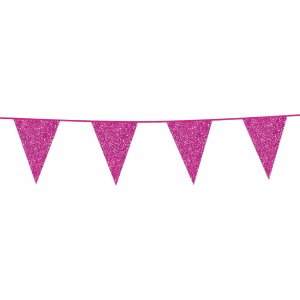 Vimpelgirlander glitter knallrosa 6m Vimpelgirlander glitter knallrosa 6m