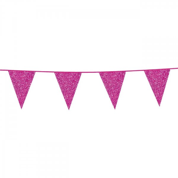 Vimpelgirlander glitter knallrosa 6m Vimpelgirlander glitter knallrosa 6m