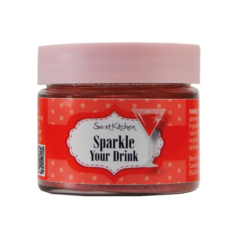 Drikkeglitter - Sparkle Your Drink - Rød - SweetKitchen - 10 g - Andre ingredienser