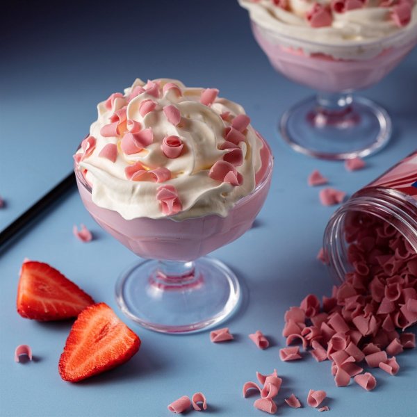 Belgiske sjokoladebiter - Rosa med jordbrsmak - PME - 85 g