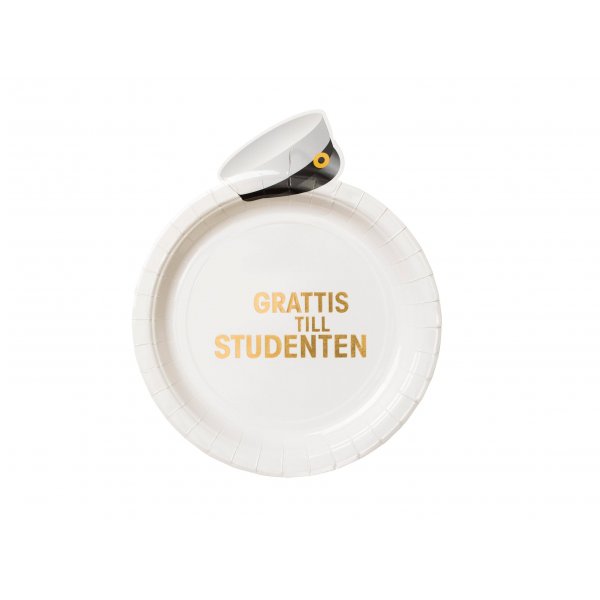 Papirtallerkener - Studentlue - 8-pakning (23 cm) Papirtallerkener - Studentlue - 8-pakning (23 cm)