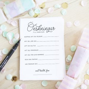 Ønsker til babyen - Håndskrift - Svart/Hvit - 8-pakning Ønsker til babyen - Håndskrift - Svart/Hvit - 8-pakning