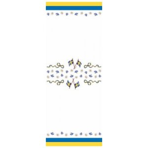 Duk - Papir - Svensk flagg og sommerblomster - 118 cm bred - 6 m lang