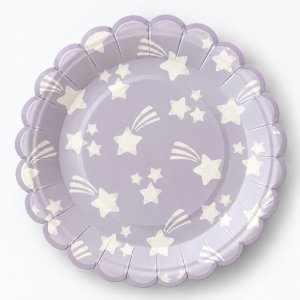Papirtallerkener - Stjerner - 17 cm - Lavendelbl� - 8-pakning