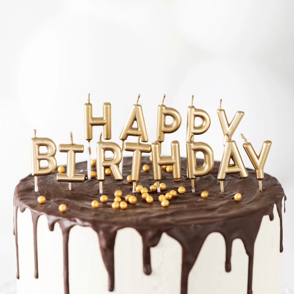 Bursdagslys - "Gratulerer med dagen" - Gull Bursdagslys - "Gratulerer med dagen" - Gull