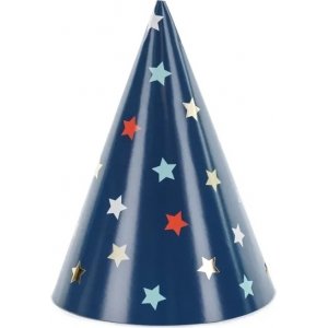 Festhatter - Bl med stjerner - 6-pakning