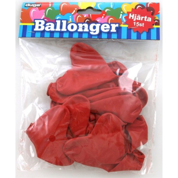 Ballonger - R�de Hjerter - 26 cm - 15-pakning