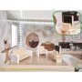 Dukkeskap LULILO FLORO boho med LED-belysning 78 cm tre