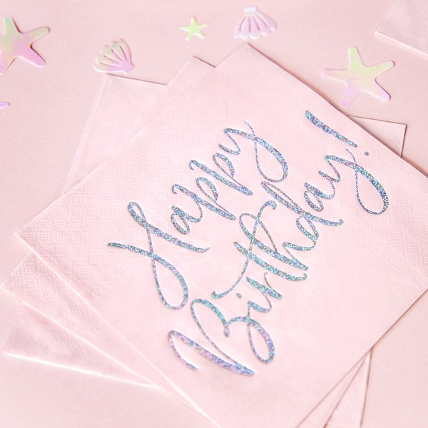 Servietter - Gratulerer med dagen - Rosa/Iriserende - 20-pakning Servietter - Gratulerer med dagen - Rosa/Iriserende - 20-pakning