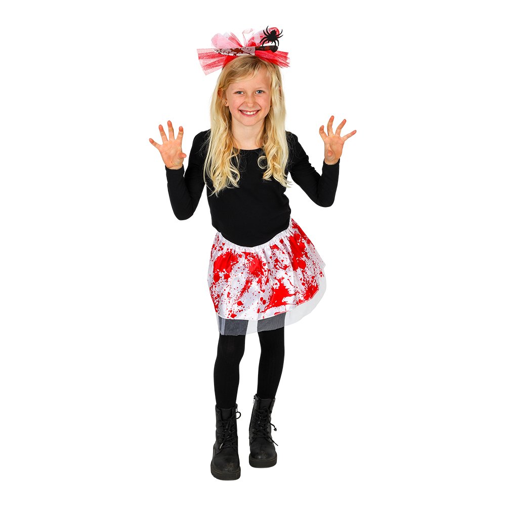 Blodig skjørt med knivdiadem – 134-140 cm – Halloween-kostyme, Halloween