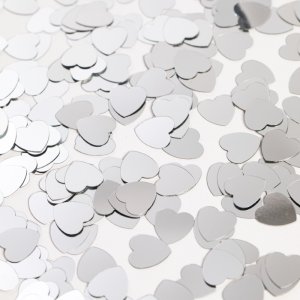 Bordkonfetti - S�lv - Hjerter - 14 g