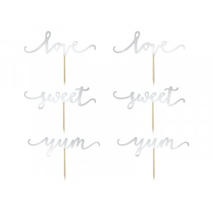 Kakepinner - Love Sweet Yum - Slv - 6-pakning
