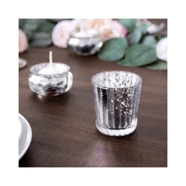 Glasslysestake - Sølv - 1 stk Glasslysestake - Sølv - 1 stk