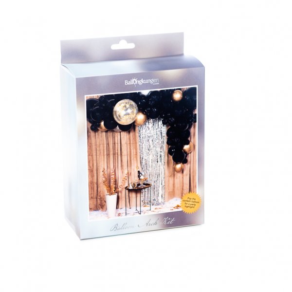 Ballongbue med konfettibombe - 5m - Svart/Gull Ballongbue med konfettibombe - 5m - Svart/Gull