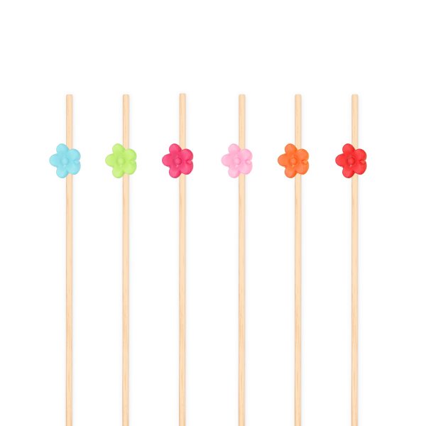 Snackpinner/Drikkepinner - Sm� blomstermiks - 12 cm - 25 stk