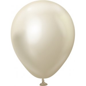 Miniballonger ensfarget - Premium 13 cm - Hvit gull krom
