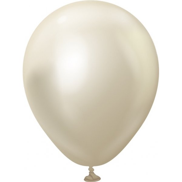 Miniballonger ensfarget - Premium 13 cm - Hvit gull krom