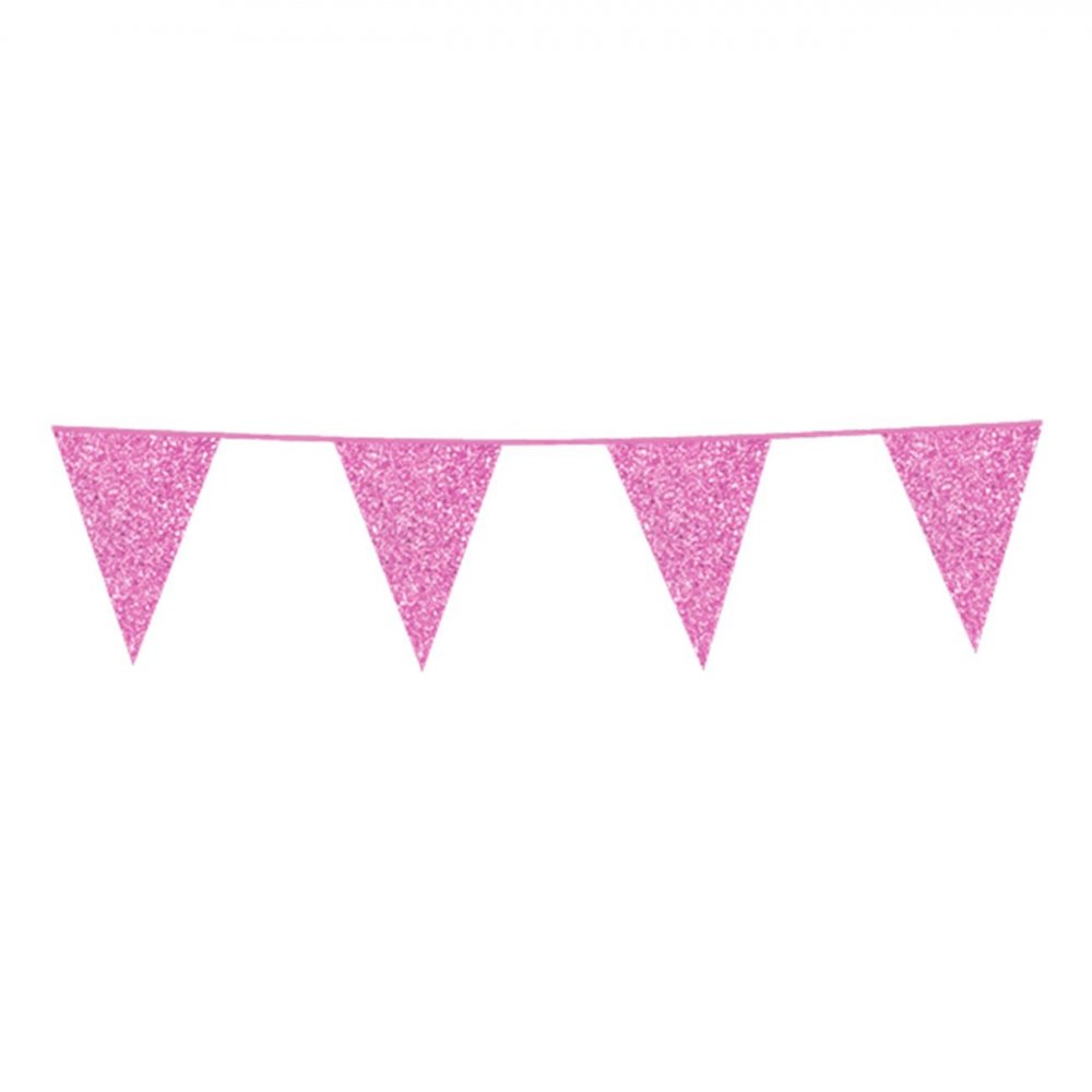 Vimpelgirlander – Glitter – Lys rosa – 6m – Vimpler, Hengende dekorasjoner