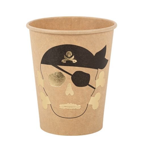 Papirkopper Pirat - Svart og gull - 255 ml, 8-pakning