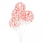 Ballonger - Trykt konfetti - R�d - 5-pakning