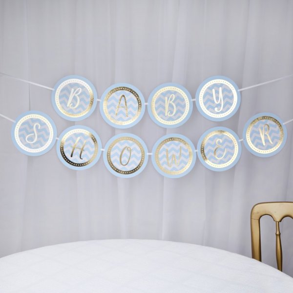 Vimpel - Babyshower - Blå/Gull Vimpel - Babyshower - Blå/Gull