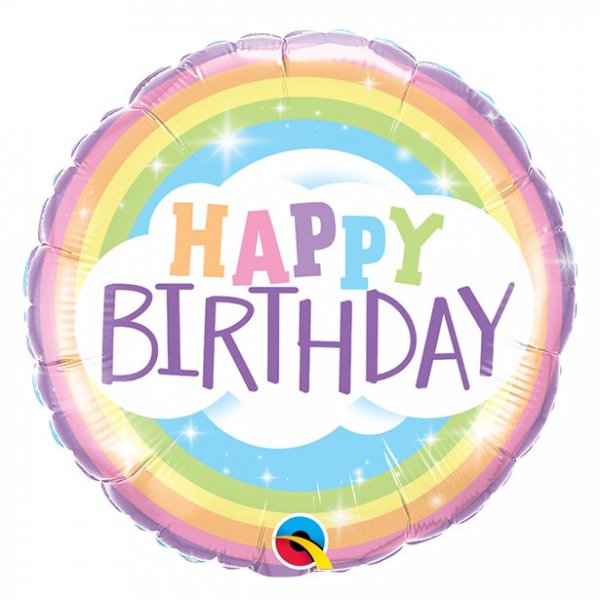 Folieballong - Happy Birthday - Pastel Rainbow
