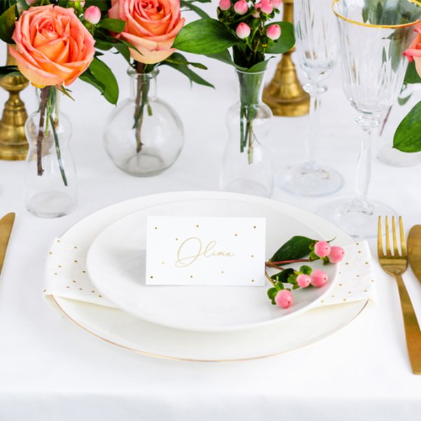 Plasseringskort - Dotty - Gull - 10-pakning