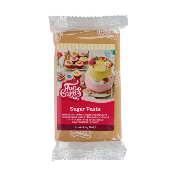 Sukkerpasta - Glitrende gull - FunCakes - 250g