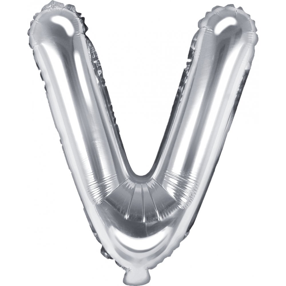 Bokstavballonger - Sølv - 35 cm - Bokstav: V - Bokstavballonger, Ballonger