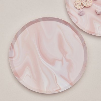 Papptallrikar - Rosa marmor