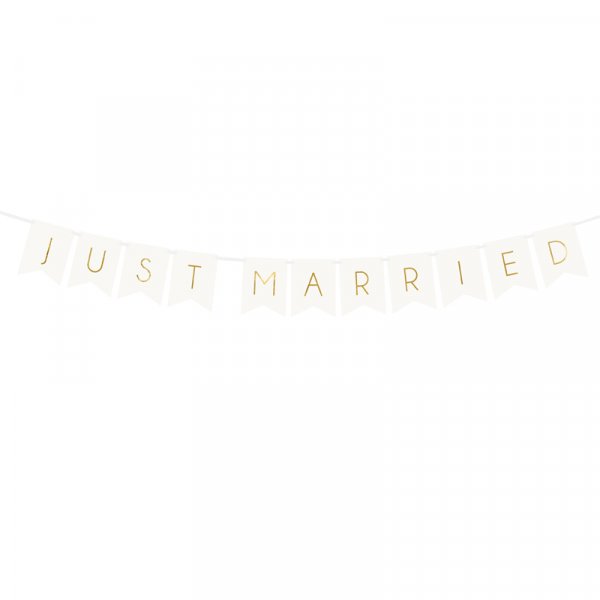 Vimpel - Just Married - Vit/Guld