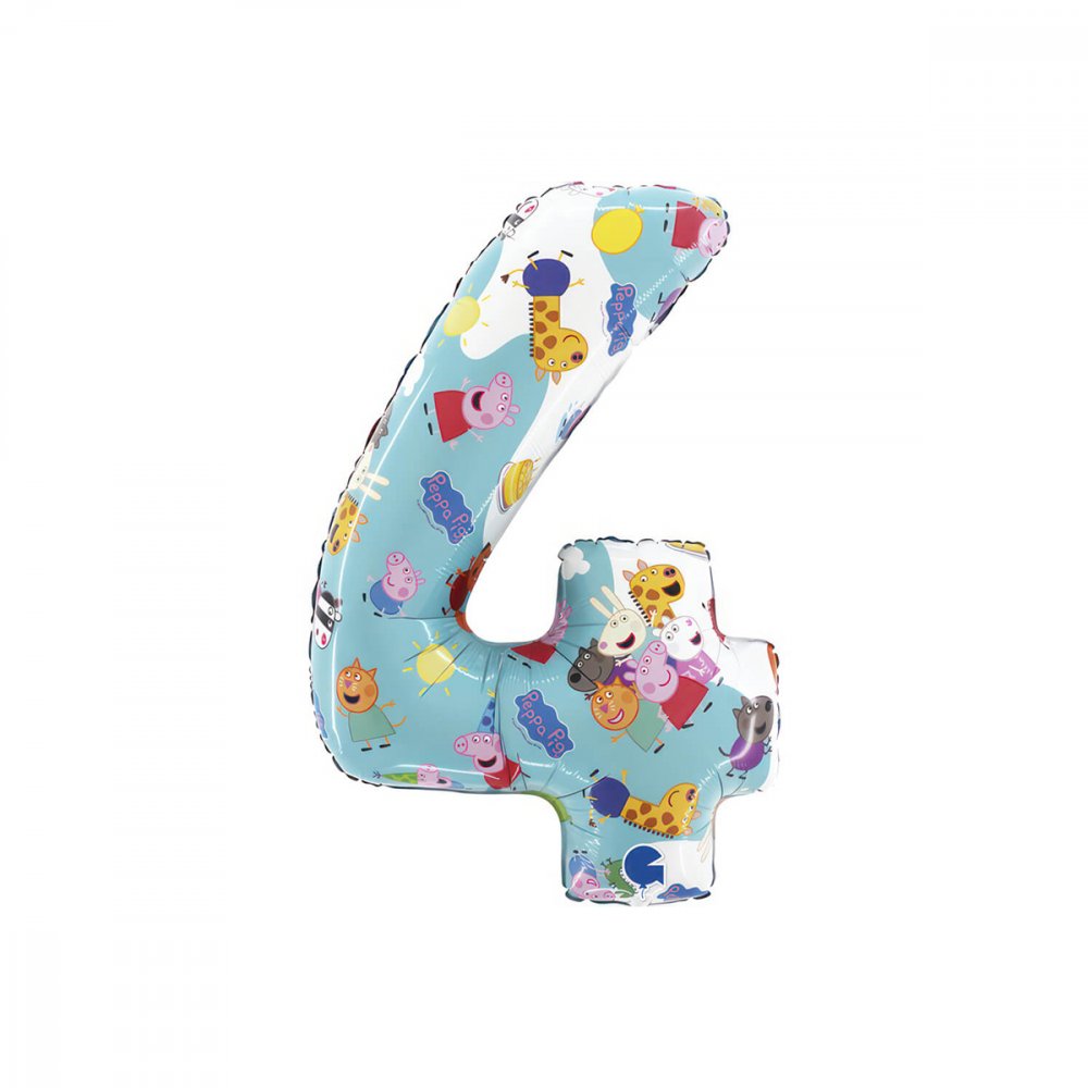 Ballongnummer – Greta Gris – Fire – 66 cm – Tallballonger, Ballonger