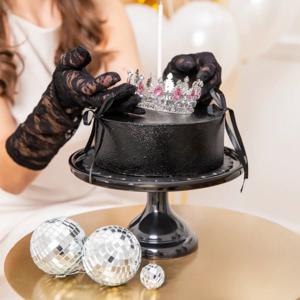 Kaketopper - Krone - Sølv med rosa krystaller Kaketopper - Krone - Sølv med rosa krystaller