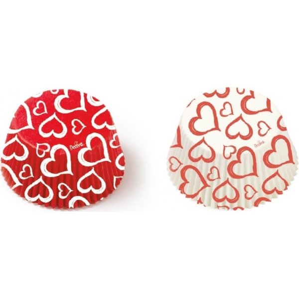 Muffinsformer - Hjerter - Rød/Hvit - 36-pakning Muffinsformer - Hjerter - Rød/Hvit - 36-pakning