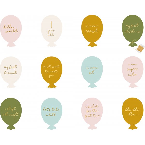 Ballongformede kort for milepæler for babyen Ballongformede kort for milepæler for babyen